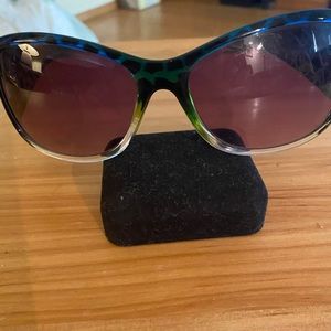 Blue/green animal print and rhinestone sided Women’s sunglasses